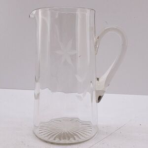 Vintage 1950s Etched Glass Cocktail Mixed Drinks Pitcher 8.5”Tankard-Style